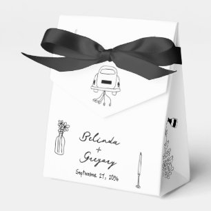 Caja Para Regalos Boda de Doodles de Ilustraciones negros dibujados