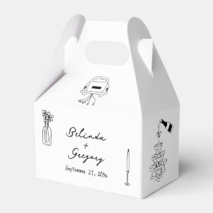 Caja Para Regalos Boda de Doodles de Ilustraciones negros dibujados
