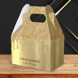 Caja Para Regalos Boda de Drip Purpurina Gold