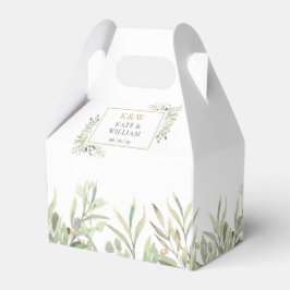 Caja Para Regalos Boda de Elegante Monograma Verde Dorado
