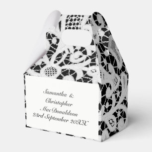 Caja Para Regalos Boda de encaje negro y blanco