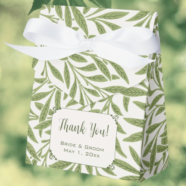 Caja Para Regalos Boda de época, patrón de hojas salvajes victoriana (Vintage Victorian Willow Leaves Pattern by William Morris Wedding Favor Boxes)