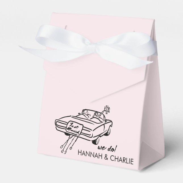 Caja Para Regalos Boda de esbozo de coche Getaway (Front Side)