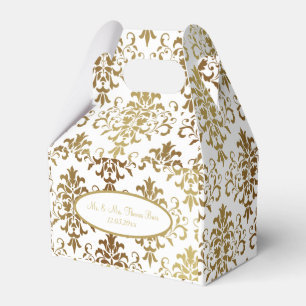 Caja Para Regalos Boda de escritura blanca Damask Gold Elegant