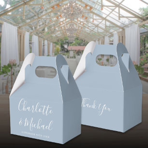 Caja Para Regalos Boda de escritura Dusty Blue Elegant Signature