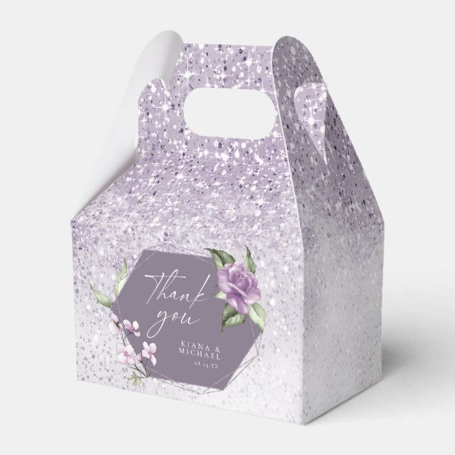 Caja Para Regalos Boda de espárragos florales Gracias Mauve ID889 (Front Side)