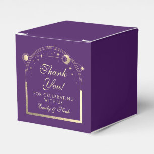 Caja Para Regalos Boda de estrellas de luna de oro morado celestial