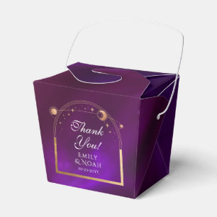 Caja Para Regalos Boda de estrellas de luna de oro Verde azulado púr