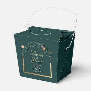 Caja Para Regalos Boda de estrellas de luna de oro verde celestial