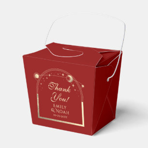 Caja Para Regalos Boda de estrellas de luna del Sol rojo oscuro del