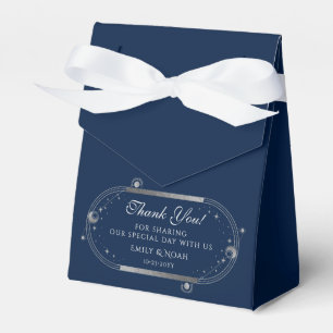 Caja Para Regalos Boda de estrellas lunares celestiales de plata azu