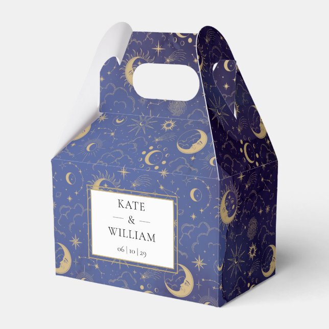 Caja Para Regalos Boda De Estrellas Y Lunas Celestes Míticas (Front Side)