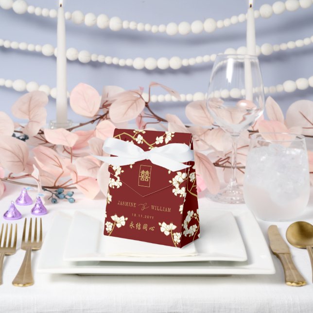 Caja Para Regalos Boda de Felicidad Doble Peach/Plum Blossoms (Boda)