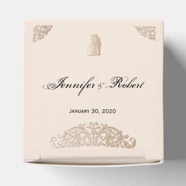Caja Para Regalos Boda de filigrana de oro de Victoria (Parte superior)