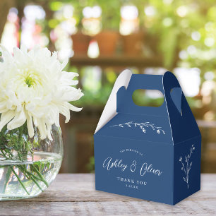 Caja Para Regalos Boda de Flor Silvestre Azul de la Marina Rusa de B