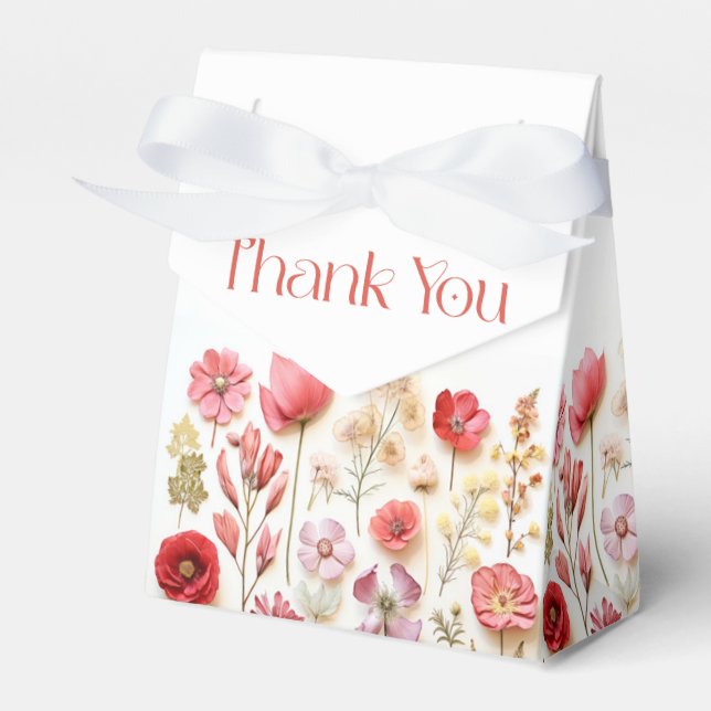 Caja Para Regalos Boda de Flor Silvestre Retro Pastel Rosa (Front Side)