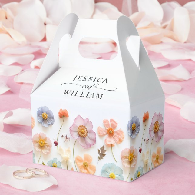 Caja Para Regalos Boda de Flor Silvestre Rosa Pastel (Boda)
