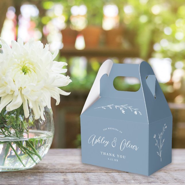 Caja Para Regalos Boda de Flor Silvestre Rustic Boho Dusty Blue (Subido por el creador)