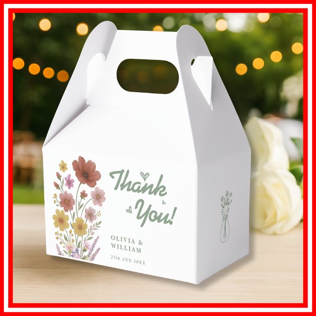 Caja Para Regalos Boda de Flor Silvestre Sage Green Gracias (Subido por el creador)