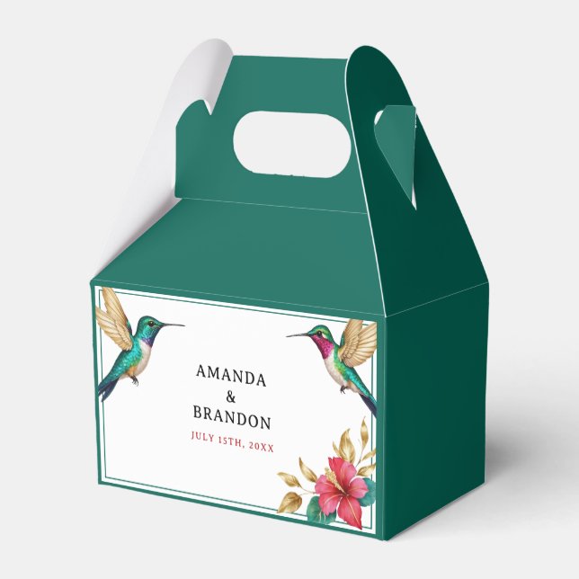 Caja Para Regalos Boda de Flor Tropical Rojo (Reverso)