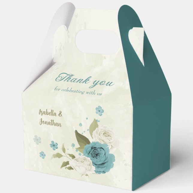 Caja Para Regalos boda de flores azules blancas (Anverso)