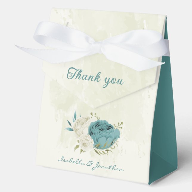 Caja Para Regalos boda de flores azules blancas (Anverso)