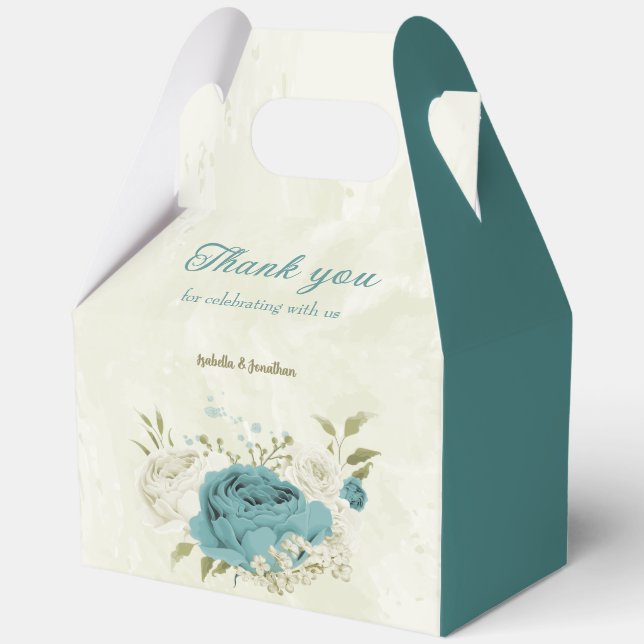 Caja Para Regalos boda de flores azules blancas (Anverso)