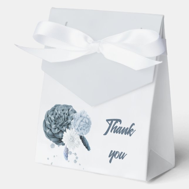 Caja Para Regalos Boda de flores azules polvorientas (Anverso)