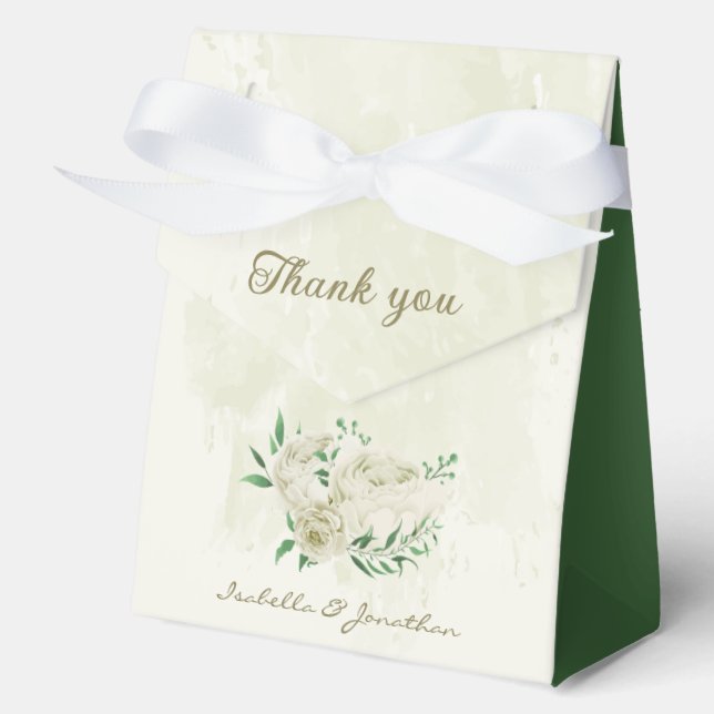 Caja Para Regalos boda de flores blancas de marfil (Anverso)