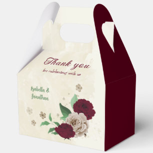 Caja Para Regalos Boda de flores de champán de Borgoña