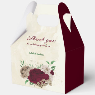 Caja Para Regalos Boda de flores de champán de Borgoña