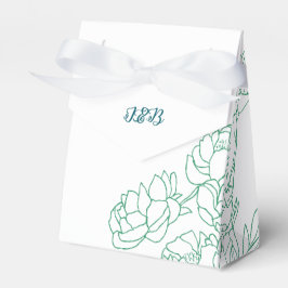 Caja Para Regalos Boda de flores de peones de mano verde