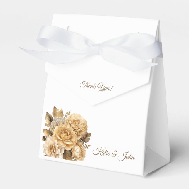 Caja Para Regalos Boda de Flores Neutrales Gracias- (Front Side)