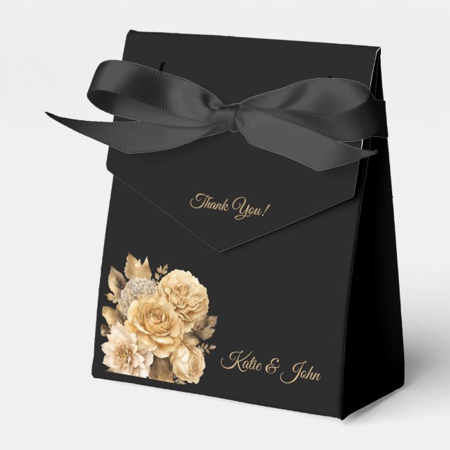 Caja Para Regalos Boda de Flores Neutrales Gracias- (Front Side)