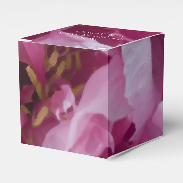 Caja Para Regalos Boda de flores rosadas Peony (Costado Anverso)