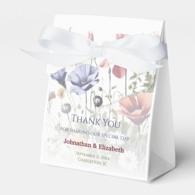 Caja Para Regalos Boda de flores silvestres acuarelas (Front Side)