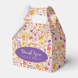 Caja Para Regalos Boda de flores silvestres boho naranja púrpura