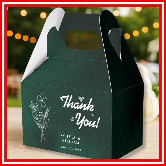 Caja Para Regalos Boda de flores silvestres verde esmeralda gracias (Subido por el creador)