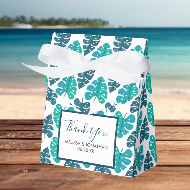 Caja Para Regalos Boda de Foliage Blue Botanical Beach Palm Foliage (Subido por el creador)