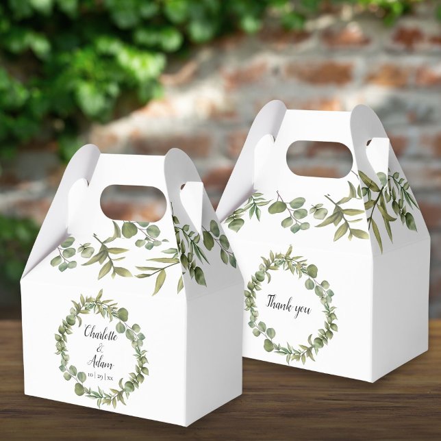 Caja Para Regalos Boda de follaje verde bosque (Woodland Greenery Foliage Wedding Favor Box)