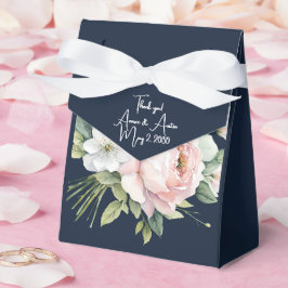 Caja Para Regalos Boda de fondo de la Marina de Peonies Rosados