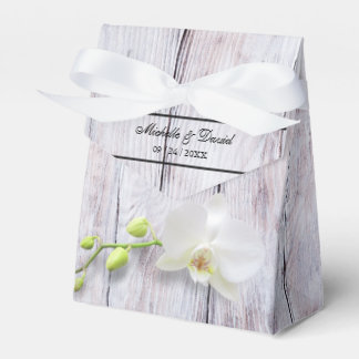Caja Para Regalos Boda de fondo de madera de orquídeas blancas