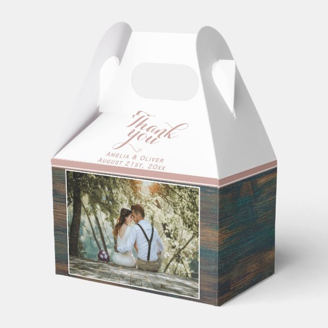 Caja Para Regalos Boda de fotos rustico elegante de madera (Front Side)