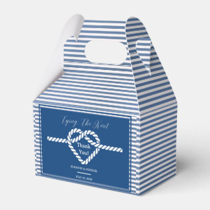 Caja Para Regalos Boda de franjas de nudo de amarre azul de la Marin