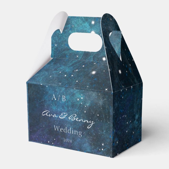 Caja Para Regalos Boda de galaxia azul púrpura (Front Side)