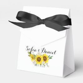 Caja Para Regalos Boda de girasol acuarela rosa blanca 