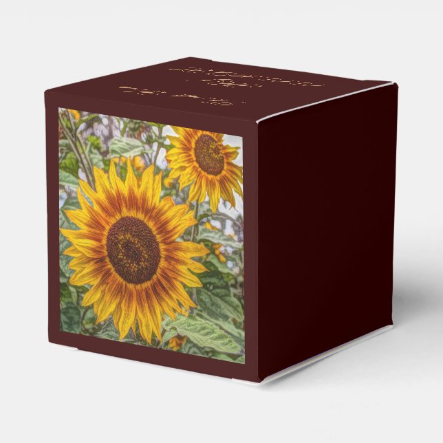 Caja Para Regalos boda de girasol amarillo del país occidental (Reverso Costado)
