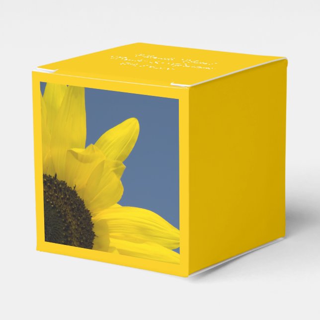Caja Para Regalos Boda de girasol amarillo y cielo azul (Costado Anverso)
