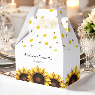 Caja Para Regalos Boda de girasol Flor blanca amarilla