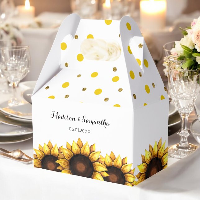 Caja Para Regalos Boda de girasol Flor blanca amarilla (Subido por el creador)